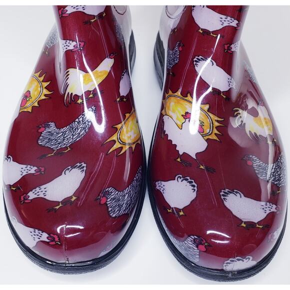 SLOGGERS Fashion Rain Garden Mid-Calf Boots Chicken Print Waterproof Women's 9 - Picture 8 of 15